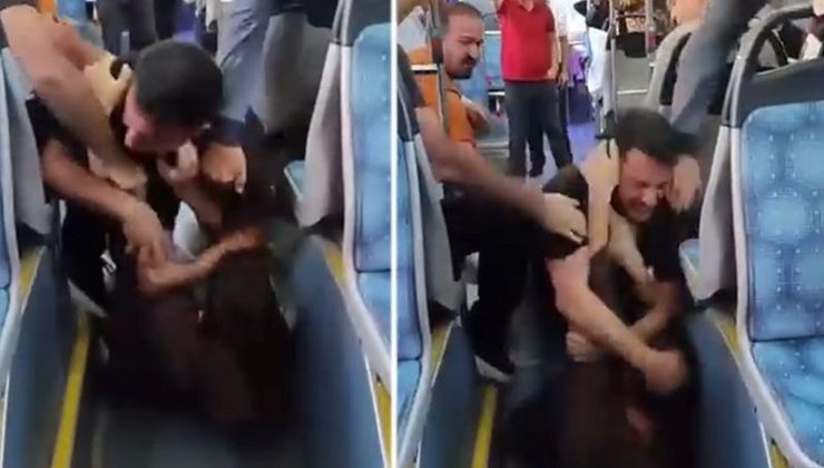 Otobüste yumruklar konuştu: “Çocuğa dayak” kavgası