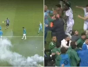 Sakaryaspor – Kocaelispor maçında saha karıştı.