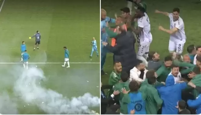 Sakaryaspor – Kocaelispor maçında saha karıştı.