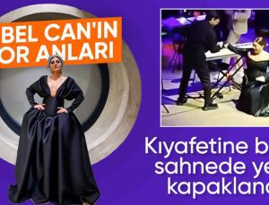 Sibel Can, sahne aldığı mekanda kıyafetinin azizliğine uğrayarak yere yığıldı