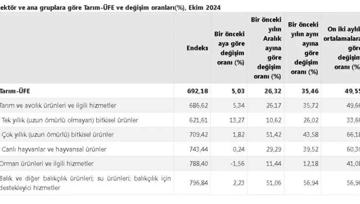 Tarım Ürünleri Fiyatları Ekim’de Yükseldi