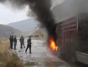 Tokat’ta Tırda Yangın