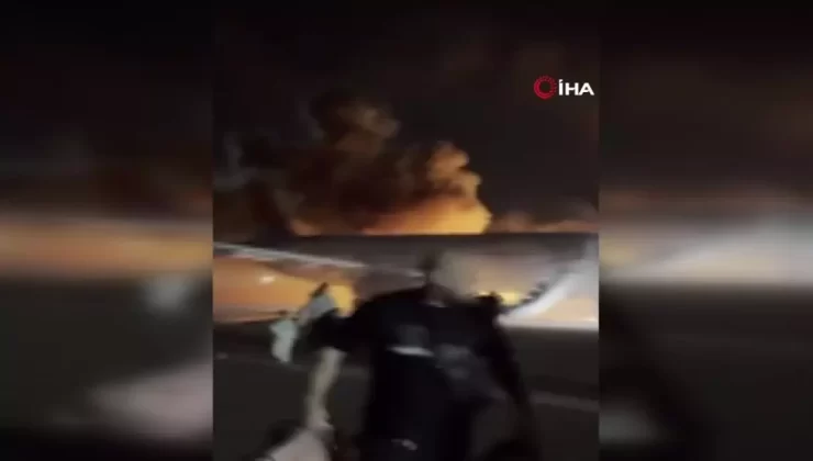 Yanan Uçaktan Dramatik Tahliye Anları