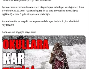 Yozgat’ta Okullara Kar Tatili