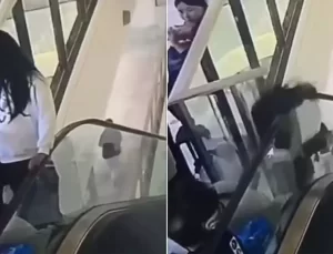 Yürüyen merdivenin korkuluğuna oturan kadın, dört kat aşağı düşerek feci şekilde can verdi