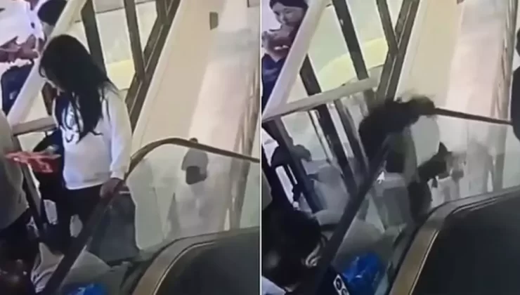 Yürüyen merdivenin korkuluğuna oturan kadın, dört kat aşağı düşerek feci şekilde can verdi