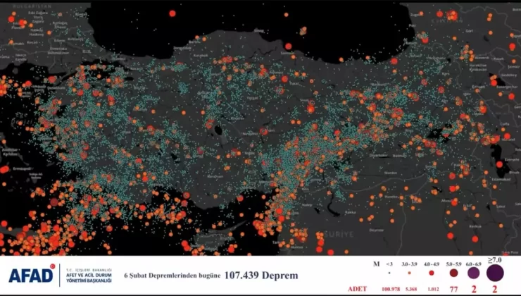 AFAD: 107 Bin 439 Deprem Kaydedildi