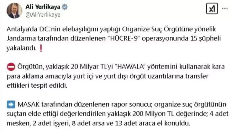 Antalya’da Organize Suç Örgütüne Yönelik Operasyon: 15 Şüpheli Yakalandı