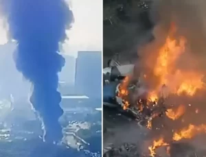 Brezilya’da facia! Uçak trafikteki araçların üzerine düştü