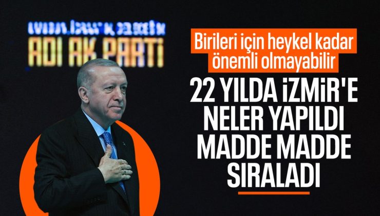 Cumhurbaşkanı Erdoğan, son 22 yılda İzmir’e yapılanları tek tek anlattı