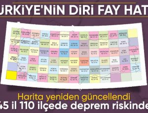 Fay çizgisi haritası yenilendi: 45 vilayet ve 110 ilçe zelzele riski taşıyor
