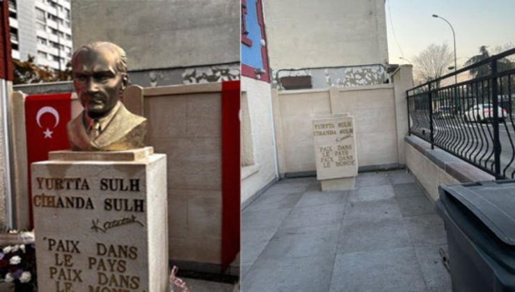 Fransa’nın başşehri Paris’te Atatürk büstüne hücum