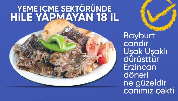 Gıdada hileli ürün tespit edilmeyen 18 şehir