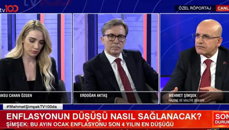 Hazine ve Maliye Bakanı Mehmet Şimşek’ten tv100 canlı yayınında enflasyon yorumu