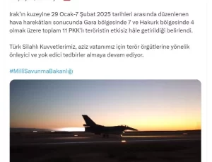 Irak’ın Kuzeyinde 11 PKK’lı Terörist Etkisiz Hale Getirildi