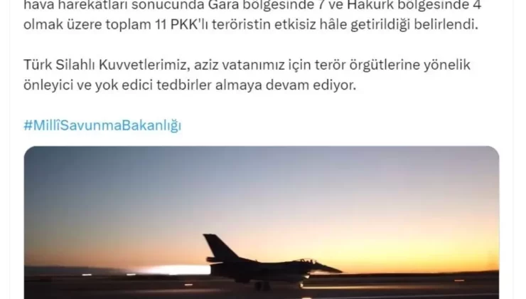 Irak’ın Kuzeyinde 11 PKK’lı Terörist Etkisiz Hale Getirildi