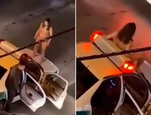 İran’da ilginç protesto: Bir kadın, çıplak bir şekilde polis aracının üzerine çıktı