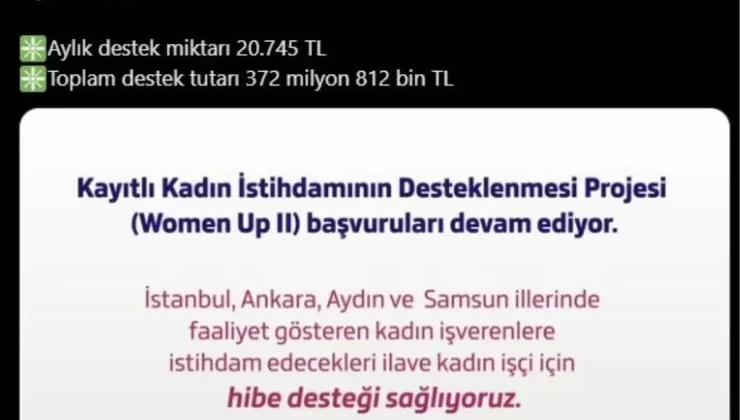 Kayıtlı Kadın İstihdamını Destekleme Projesi: 4200 Kadın Faydalanacak