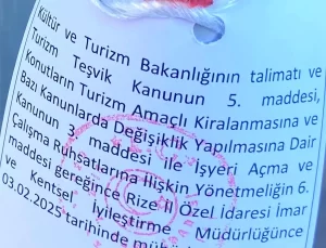 Rize’de Ruhsatsız Tesisler Mühürleniyor