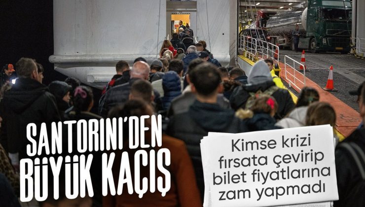 Santorini Adası’ndan büyük kaçış: Geceden beri limanda yoğunluk sürüyor
