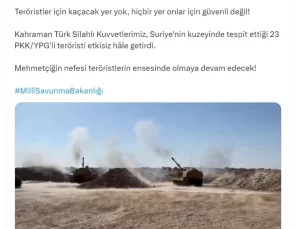 Suriye’nin Kuzeyinde 23 PKK/YPG’li Terörist Etkisiz Hale Getirildi