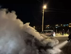 Tarsus’ta Otomobil Kamyona Çarptı, Alev Aldı