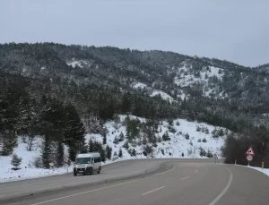 Tokat-Sivas Yolunda Kar Yağışı