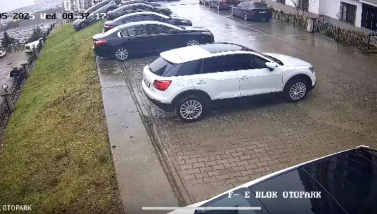 Trabzon’da Park Halindeki Araç Devrildi