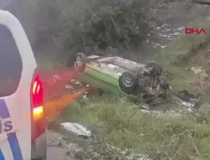 Yağışlı Havada Takla Atan Araçta Sürücü Ağır Yaralandı