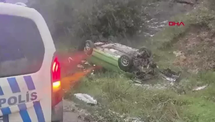 Yağışlı Havada Takla Atan Araçta Sürücü Ağır Yaralandı