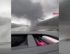 Yavuz Sultan Selim Köprüsü çıkışında TIR alev alev yandı-1