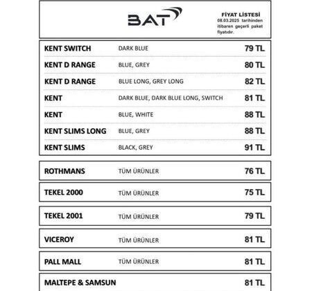 SON DAKİKA: BAT kümesi sigaralara artırım geldi…İşte yeni fiyat listesi…